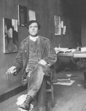 Amedeo Modigliani nel suo studio