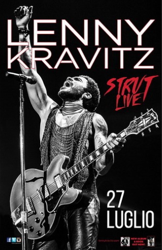 Lenny Kravitz a Roma il 27 luglio 2015 all'Ippodromo delle Capannelle con Strut Live 2015